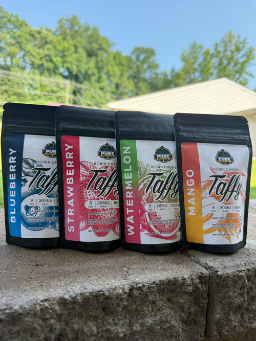 Strain-specific solventless rosin taffy, Pure Canna Co