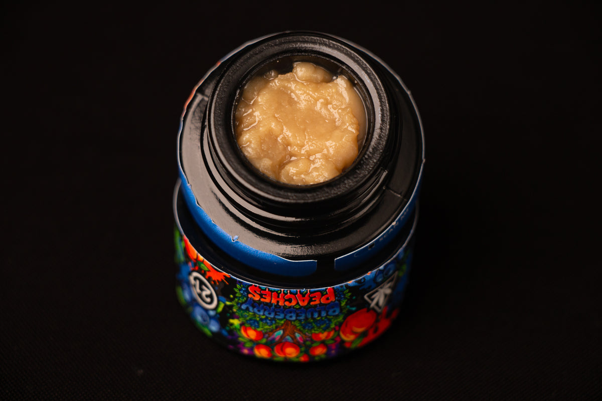 Blueberry Peaches cold-cure THCa rosin, Pure Canna Co