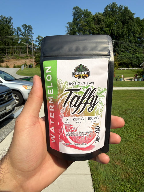 Strain-specific solventless rosin taffy, Pure Canna Co
